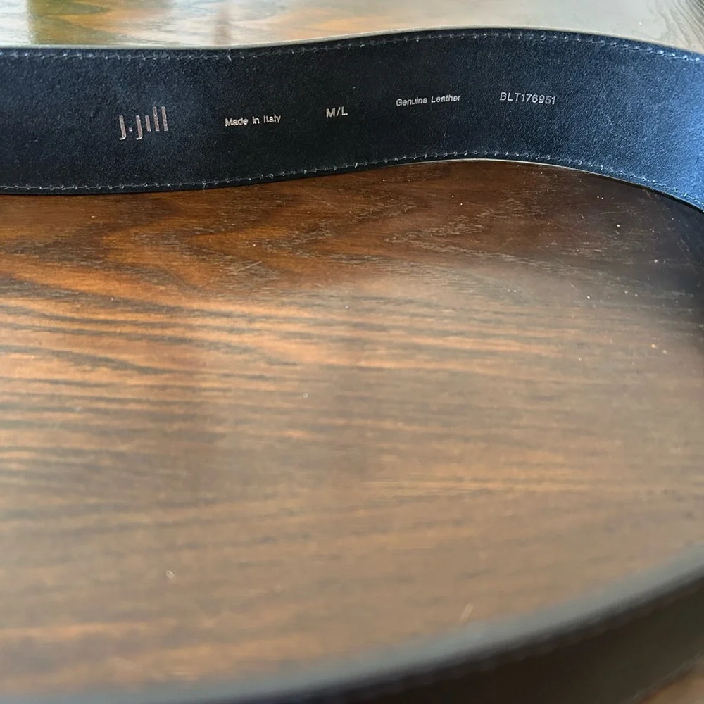 NWT J.JILL Y2K Black Fine Italian VTGE Leather Belt M/L Silver finished hardware
